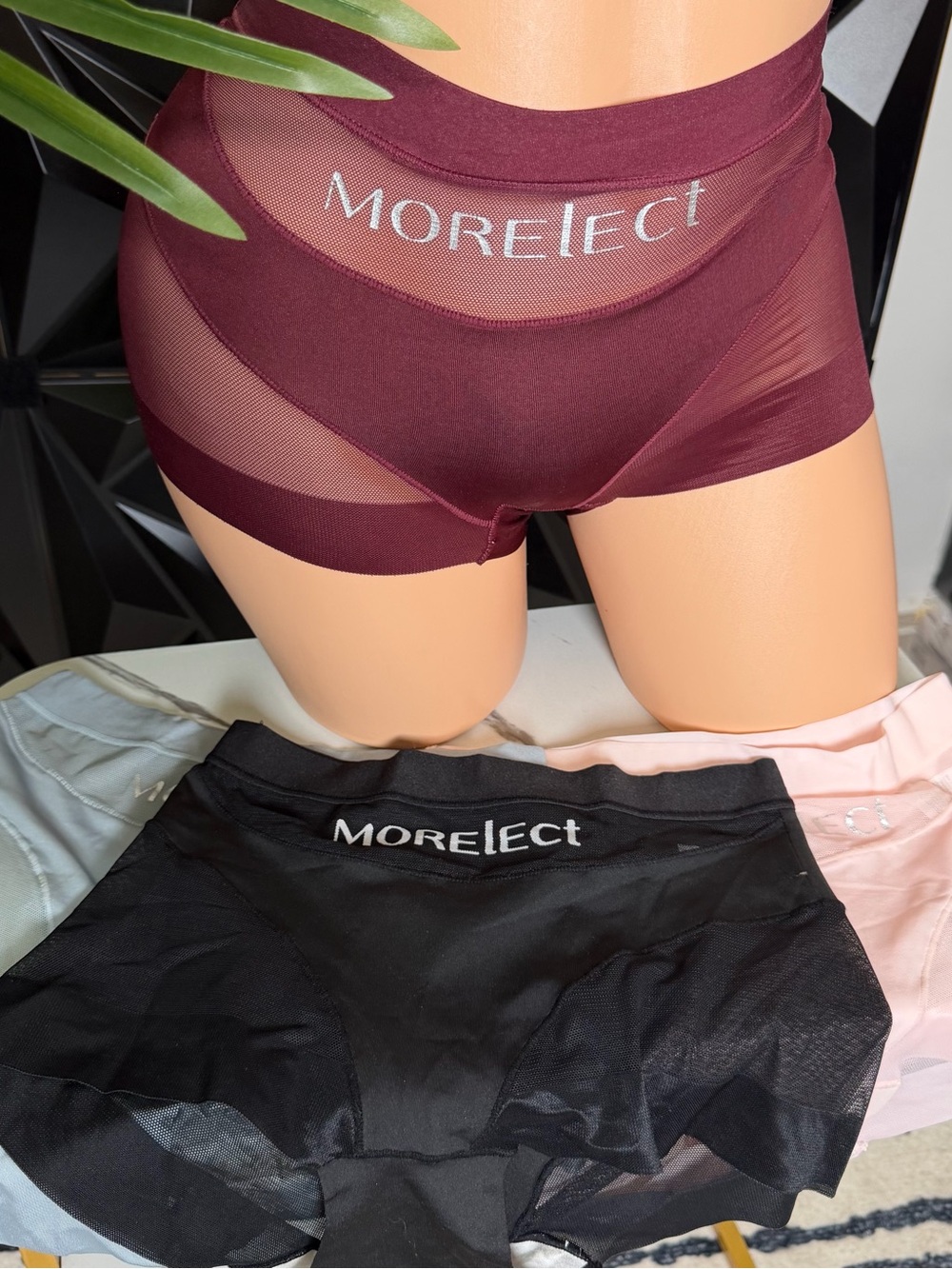 🔥🩲Pack 4 Women's High-Waist Mesh Shorts - Burgundy
